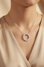 Moissanite Circle Necklace Lifestyle